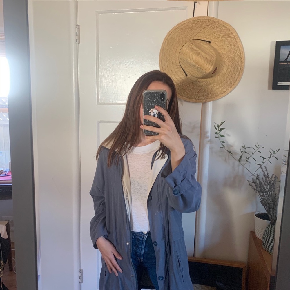 Blue trench coat